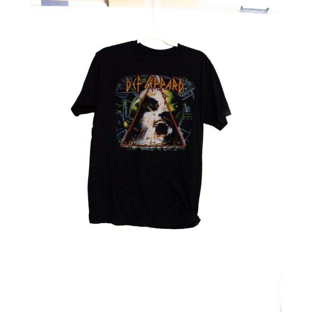 Def Leppard Mens Black Cotton T Shirt Graphic Crew Neck Pullover Short Sleeve S